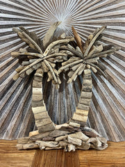Bali Handmade Driftwood Palm Tree Wall Decor 50cm - Bali Tropical Wall Art