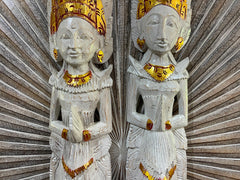 NEW Balinese Hindu Rama & Shinta Wood Carved Wall Sculptures - BALI Wall Art 1m