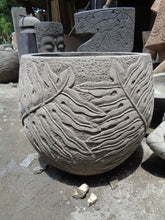 NEW Balinese Carved Concrete / Paras Pot - Bali Monstera Carving FEATURE POT
