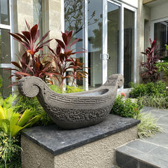 NEW Balinese Master Carved Paras Boat Pot - Unique High Quality Bali FEATURE POT