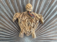 NEW Bali Handmade Driftwood Turtle Wall Decor / Hanger - Bali Nautical Wall Art