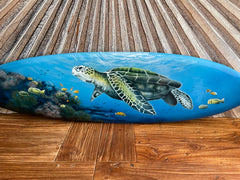 Bali Air Brushed Surfboard w/Turtle Wall Decor 80cm - Bali Surfboard Wall Art