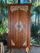 Authentic Balinese Teak Doors in Frame - Hand Carved Recycled Teak Bali Doors