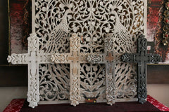 NEW Wall Hung Balinese Large BOHO Style Handcrafted Cross - 4 Colours Available