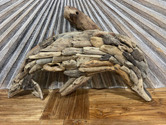 NEW Bali Handmade Driftwood Dolphin Wall Decor 60cm - Bali Nautical Wall Art