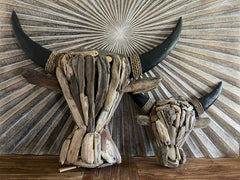 NEW Bali Handmade Driftwood Bull Head Wall Decor 65cm - Bali Driftwood Wall Art