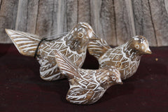 NEW Balinese Hand Carved Set 3 Birds - Wood Carved Bali Birds - 3 Colours