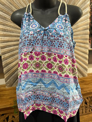 Ladies Cotton Bali Top / One Size / Balinese Summer Casual Top Racer Back Straps