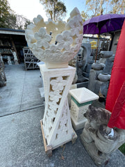Balinese Frangipani Bowl / Ball on Pillar - Bali Garden Art - Balinese Feature Sculpture
