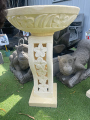 Balinese S Shape Base Frangipani Bird Bath - Bali Garden Art - Bali Bird Bath