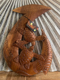 Hand Crafted Polynesian Fishing Hook Wall Art - NZ Maori Teak Wood Fishing Hook