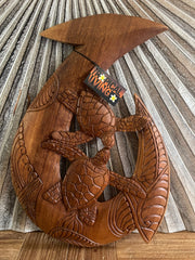 Hand Crafted Polynesian Fishing Hook Wall Art - NZ Maori Suar Wood Fishing Hook