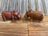 Balinese Carved Wooden Hippopotamus - Small Bali Hippo - Wood Carved Hippo