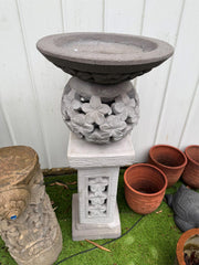 NEW Balinese Frangipani Style Bird Bath - Bali Garden Art - Bali Bird Bath Large
