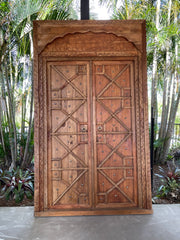 Authentic Balinese Teak Doors in Frame - Hand Carved Recycled Teak Bali Doors