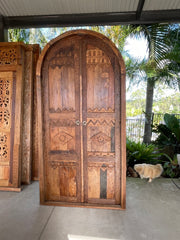 Authentic Balinese Teak Doors in Frame - Hand Carved Recycled Teak Bali Doors