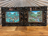 Traditional Balinese Painting on Canvas w/Bali Carved Frame - Bali Painting