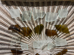 Balinese Sea Glass w/Wood Top Windchime / Mobile - Glass Chime Decor Hanger