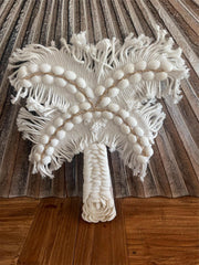 Balinese Hand Crafted Shell / White Cord Palm Tree Wall Art - Bali Palm Tree