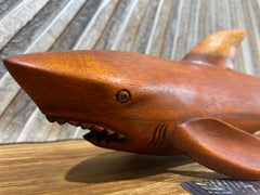 Balinese Hand Carved Suar Wood Shark Sculpture - Polished or Raw - Shark Carving