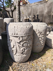 Balinese Hand Crafted Paras Pot - Bali Feature Pot - Carved Bali Pot 90 x70cm