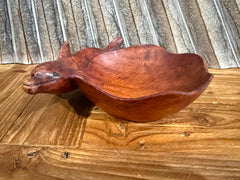 NEW Balinese Hand Carved Suar Wood Dolphin Bowl - Bali Carved Dolphin Bowl 20cm