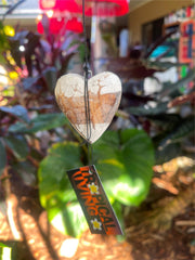 Balinese Wood / Bamboo Love Heart Wind Chime - Bali Heart Style Wind Chime AQUA