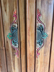 Authentic Balinese Teak Doors in Frame - Hand Carved Recycled Teak Bali Doors