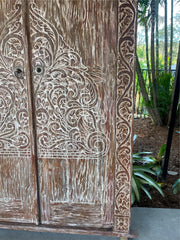 Authentic Balinese Teak Doors in Frame - Hand Carved Recycled Teak Bali Doors