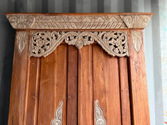 Authentic Balinese Teak Doors in Frame - Hand Carved Recycled Teak Bali Doors