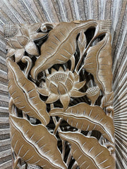 NEW Balinese Carved MDF Lotus Panel / Tropical Wall Panels - Bali Wall Art
