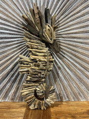 NEW Bali Handmade Driftwood Seahorse Wall Decor 85cm - Bali Driftwood Wall Art