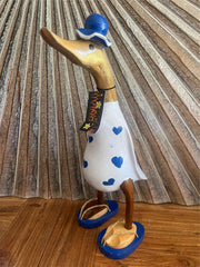 NEW Balinese Hand Carved Wooden Love Heart Duck - Bali Rice Paddy Duck