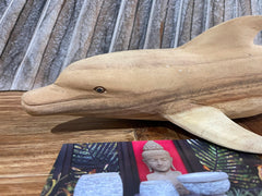 Balinese Hand Carved Suar Wood Dolphin Sculpture - Dolphin Wood Carving