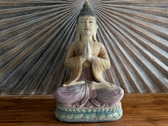 Balinese Cast Concrete Buddha Statue w/hand colouring - Bali Buddha Statue