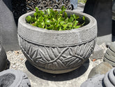 NEW Balinese Carved Concrete / Paras Pot - Bali Bamboo Carving FEATURE POT
