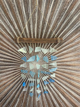 Balinese Sea Glass w/Wood Top Windchime / Mobile - Glass Chime Decor Hanger