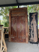 Authentic Balinese Teak Doors in Frame - Hand Carved Recycled Teak Bali Doors