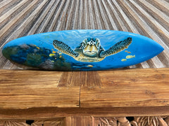 Bali Air Brushed Surfboard w/Turtle Wall Decor 80cm - Bali Surfboard Wall Art