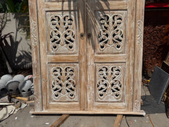 Authentic Balinese Teak Doors in Frame - Hand Carved Recycled Teak Bali Doors