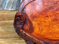 NEW Balinese Hand Carved Suar Wood Turtle Bowl - Bali Carved Turtle Bowl 30cm