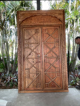 Authentic Balinese Teak Doors in Frame - Hand Carved Recycled Teak Bali Doors