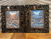 Traditional Balinese Painting on Canvas w/Bali Carved Frame - Bali Painting