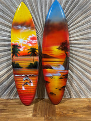Bali Air Brushed Surfboard w/Dolphin Art Wall Decor 80cm - Bali Surfboard Art