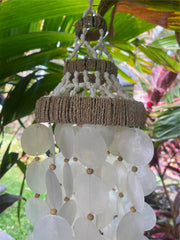 Balinese Shell Top Capiz Shell Wind Chime w/beads / Mobile - Shell Decor Hanger*