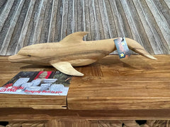 Balinese Hand Carved Suar Wood Dolphin Sculpture - Dolphin Wood Carving