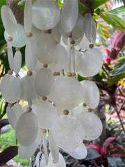 Balinese Shell Top Capiz Shell Wind Chime w/beads / Mobile - Shell Decor Hanger*