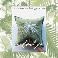 Balinese Linen Palm Tree Cushion Cover 40x40cm Sage Green - Bali Cushion Cover