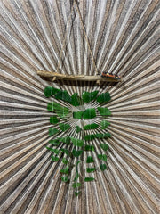 Balinese Sea Glass w/Wood Top Windchime / Mobile - Glass Chime Decor Hanger