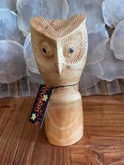 NEW Balinese Hand Carved Wooden Owl Sculpture - Wood Carved Owl